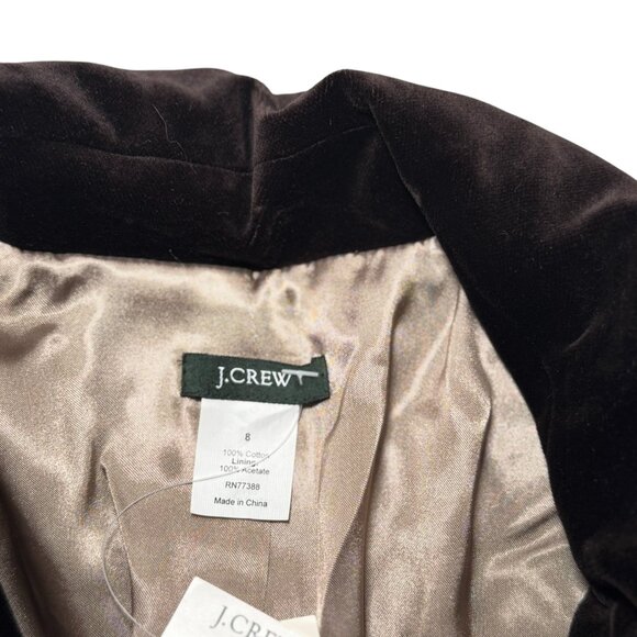 J. Crew 'Bella' Brown Velvet Blazer Women’s Fitted Button Style 85794 Size 8 NWT - Picture 8 of 9